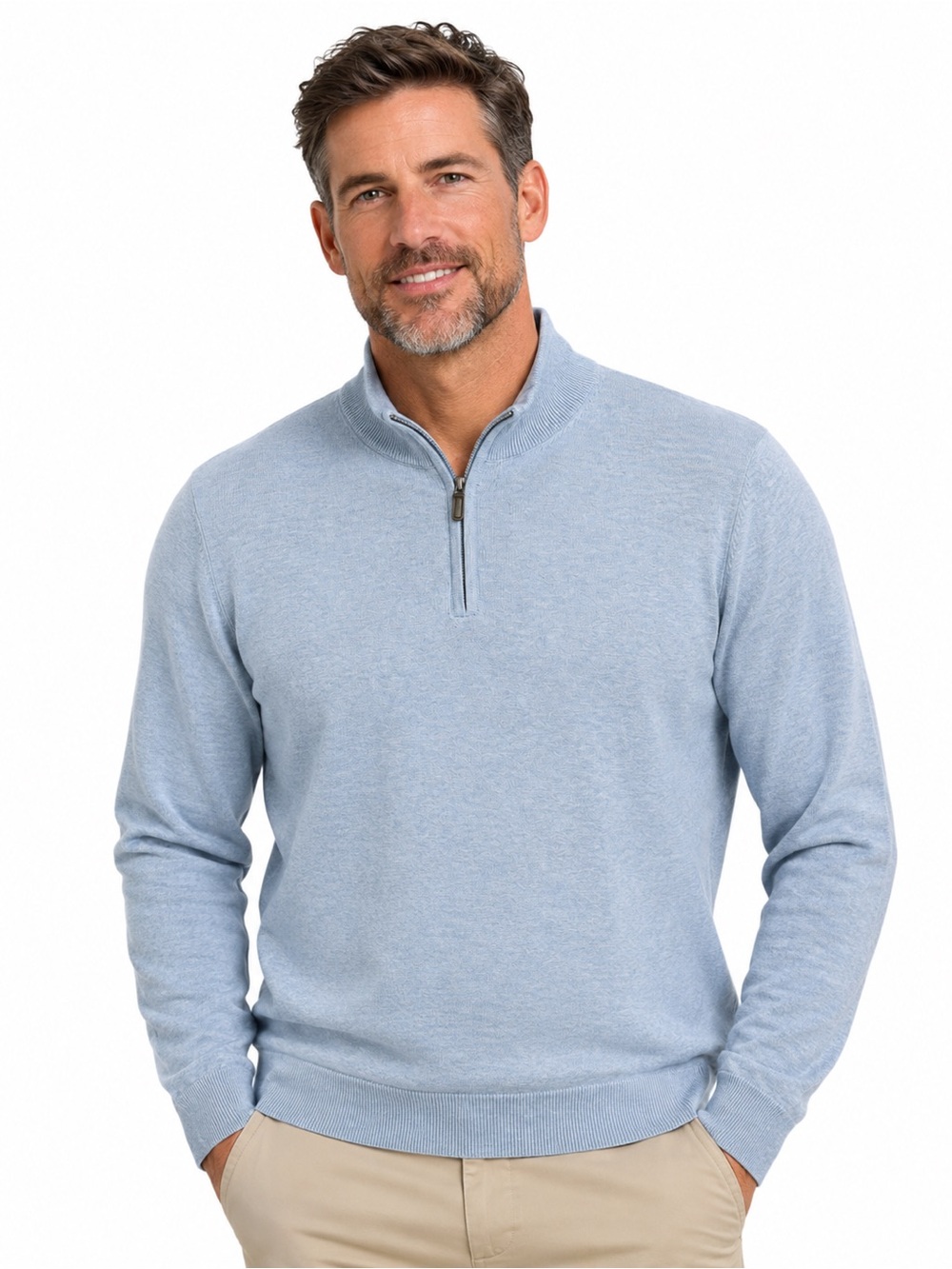 Joseph Abboud Light Blue Quarter-Zip Sweater